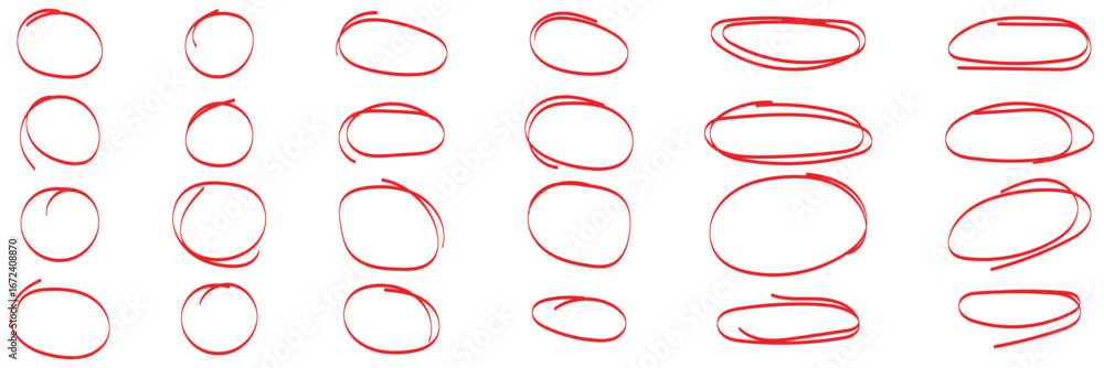 Poster hand drawn circle line sketch set. circular vector image. hand drawn circle with doodle pattern. set