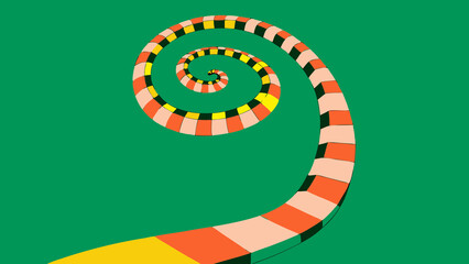 segmented vortex of color blocks swirling