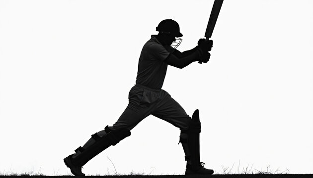 Silhouette of Cricket Batsman with Bat