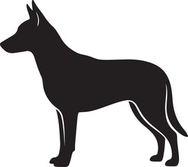 Black Silhouette of a Dog Standing in Profile animal canine