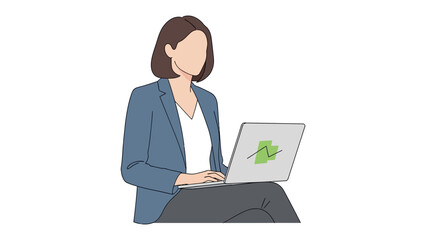 Working On Laptop: A sketch-like image portrays a person engrossed in work, typing on a laptop, embodying modern digital life.