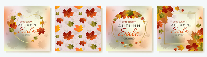 Autumn Collection of Sale Banners and Pattern