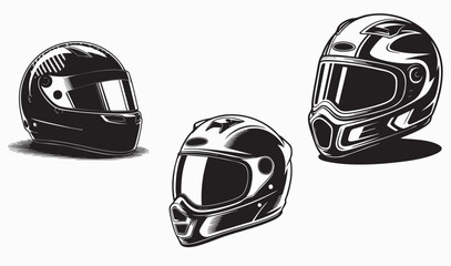 Fototapeta premium Motorcycle helmet Silhouettes Black and White Illustration Designs