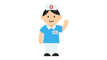 Nurse cartoon: A friendly nurse, full of care in her uniform, radiates warmth and compassion. A beacon of health and healing