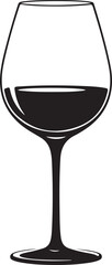 Black silhouette of a wine glass filled with red wine on a white background drink beverage