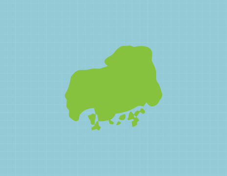 手描きのゆるい広島県の地図背景イラスト