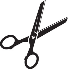 Black Silhouette of Open Scissors on White Background cutting sharp