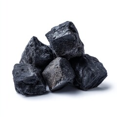 Pile of dark coal rocks. The dark charcoal creates a rough texture against the surface