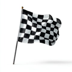 Fototapeta premium A checkered flag waving in the wind, symbolizing the finish line and victory