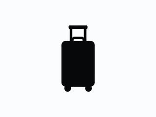 Vector art of black silhouette icon of a rolling suitcase