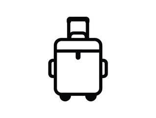 Vector art of line art icon of a rolling suitcase with handles