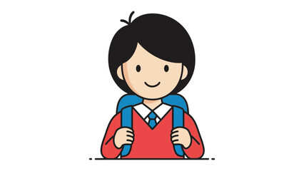 Ready for School: A cheerful depiction of a young child, ready for a day of learning and adventure, stands with a backpack. Capturing the anticipation of education.