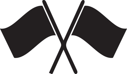 Two Crossed Black Flags on White Background crossed flags banner