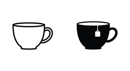 Simple black and white illustration of two tea cups
