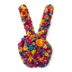 Vibrant floral peace sign creation symbolizes hope and positivity
