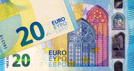 Obraz premium 20 euro banknote of the European Union. Paper money of Europe