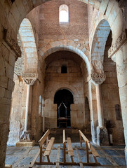 Inside the Visigothic church San Pedro de la Nave (7th century), Campillo, Zamora, Spain