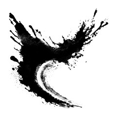 PNG Ink curved splash black white art.