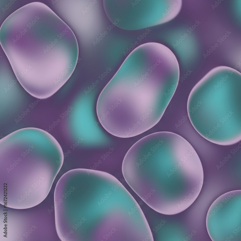 Aufkleber floating translucent shapes with purple and teal hues on blended background create soft visual textu