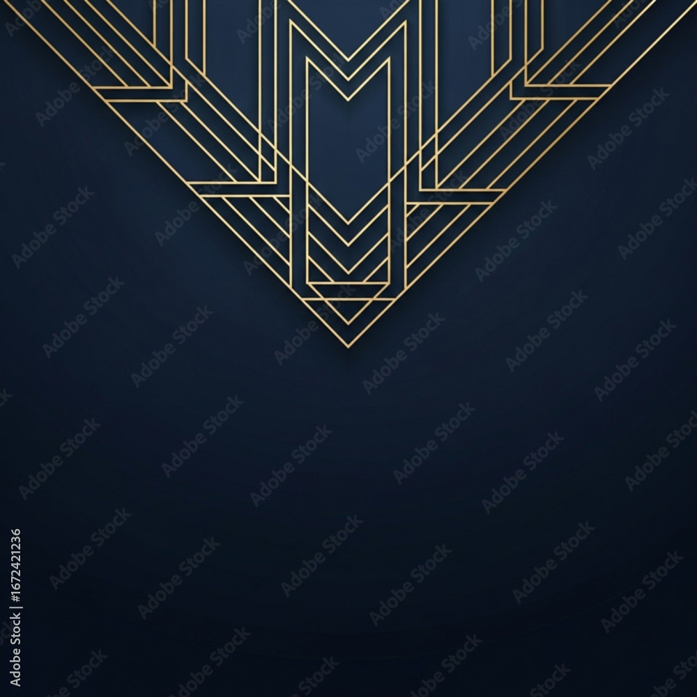 Poster geometric gold lines forming abstract pattern against dark blue gradient background design element i