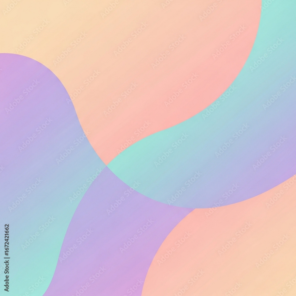 Aufkleber pastel curved shapes creating soft intersections and gradients in gentle hues of peach and lilac col