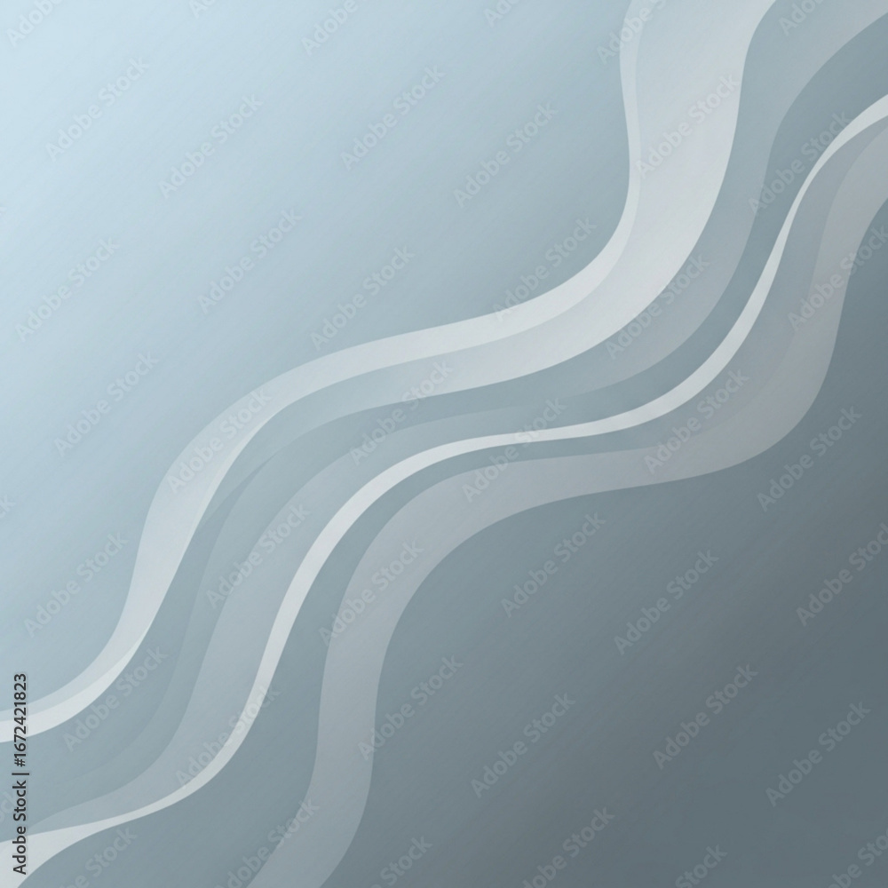 Poster subtle light blue gradient background with curved white lines flowing across the surface design art