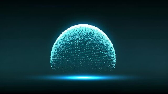 Glowing teal sphere on dark background