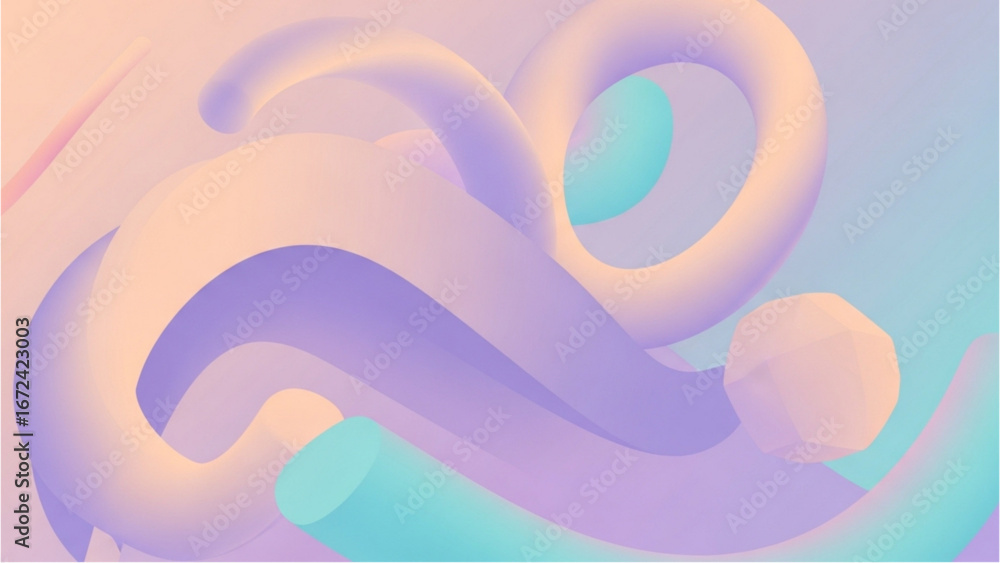 Aufkleber pastel gradient with flowing organic shapes and soft shadows creating depth and visual interest in t