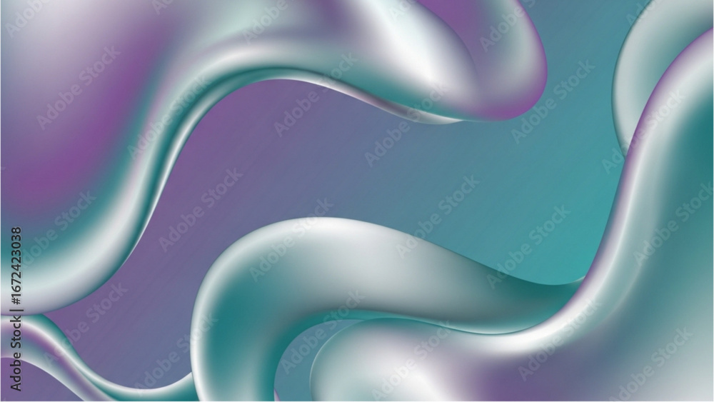 Aufkleber iridescent fluid forms with gradients of purple teal and silver creating abstract background visuals