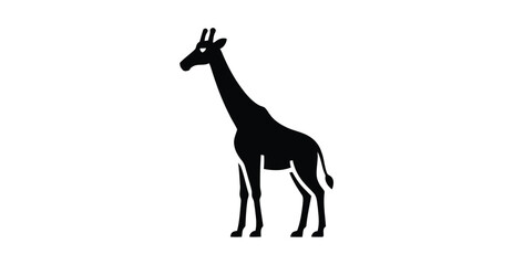 Stylized giraffe silhouette icon with long neck, ossicones, and slender legs—ideal for wildlife, safari, educational, and nature-themed designs