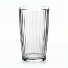 Transparent ribbed glass tumbler showcasing simple and sleek design on white background