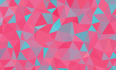 Fototapeta premium Vibrant geometric low poly abstract background pattern with bright pink and turquoise colors