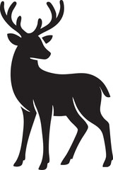 Deer silhouette vector with antlers, elegant wildlife animal illustration for nature themes, logos and outdoor design