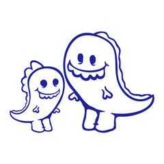 2 Funny Dino Mother Father Child Family Mom Dad