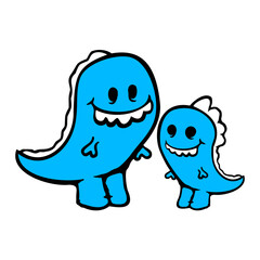 2 Funny Dino Mother Father Child Family Mom Dad