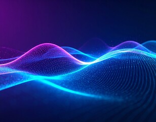 Vibrant digital waves of light flow across a dark, futuristic background