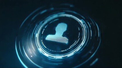 User profile icon in digital interface with glowing blue effects   - Powered by Adobe