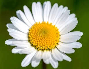 Obraz premium A close-up view of a vibrant white daisy, showcasing its delicate petals and a bright yellow center.