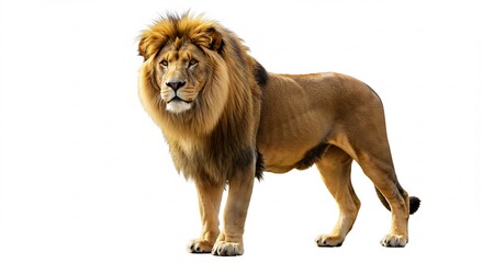 Obraz premium Stolzer Loew steht majestatisch hell beleuchtet. AI Generated