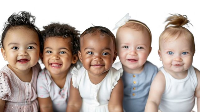 Smiling Babies of Diverse Backgrounds in a Cutout Portrait