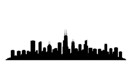 Chicago Skyline Silhouette: A Detailed Cityscape Illustration.