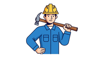 Craftsman at Work: A professional craftsman, donning a protective helmet and carrying a sturdy hammer, ready to execute their trade with expertise.