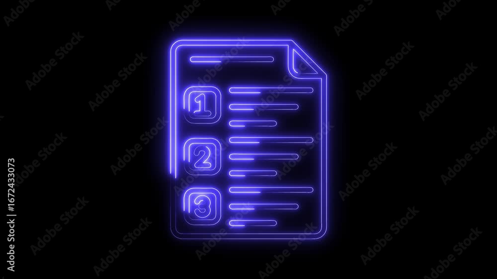 Aufkleber glowing neon list icon with numbers one two three isolated on black background modern digital