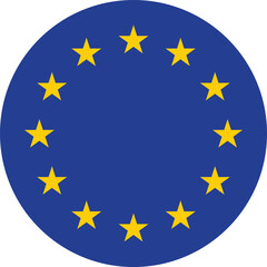 European Union Circular Flag Isolated on Transparent Background