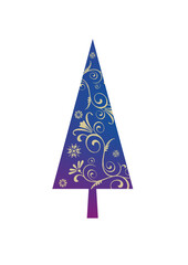 A decorated Christmas tree in artistic and graphic design in alternative colors
