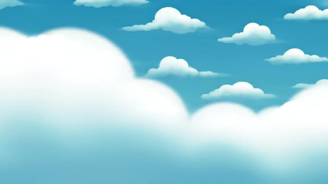 Soft blue sky with fluffy clouds background