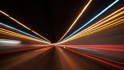 Abstract light trails motion blur speed and futuristic tunnel road transportation - Powered by Adobe