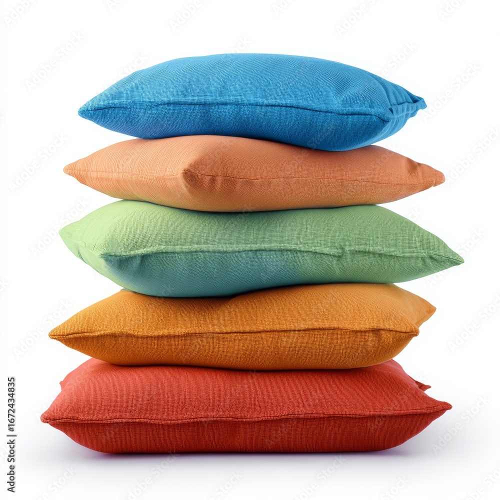 Poster Stack of colorful pillows, creating a visual of comfort and rest