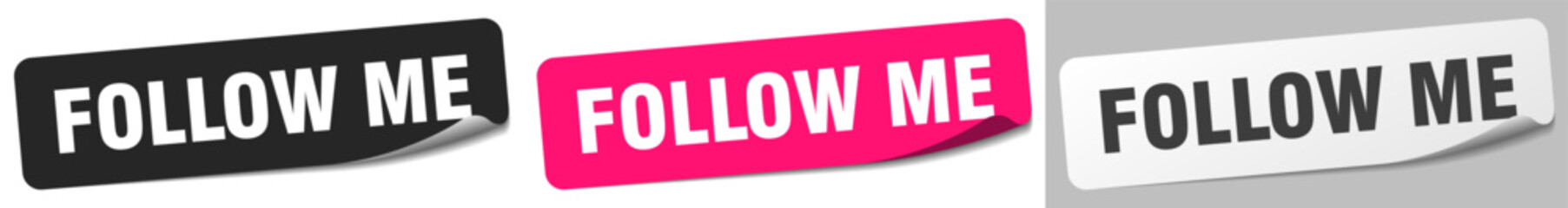 follow me sticker. follow me sticker set on white background