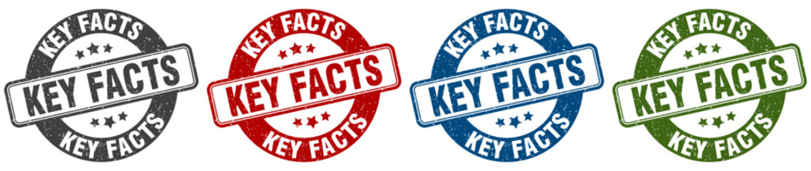 key facts stamp. key facts round stamp set isolated on white background